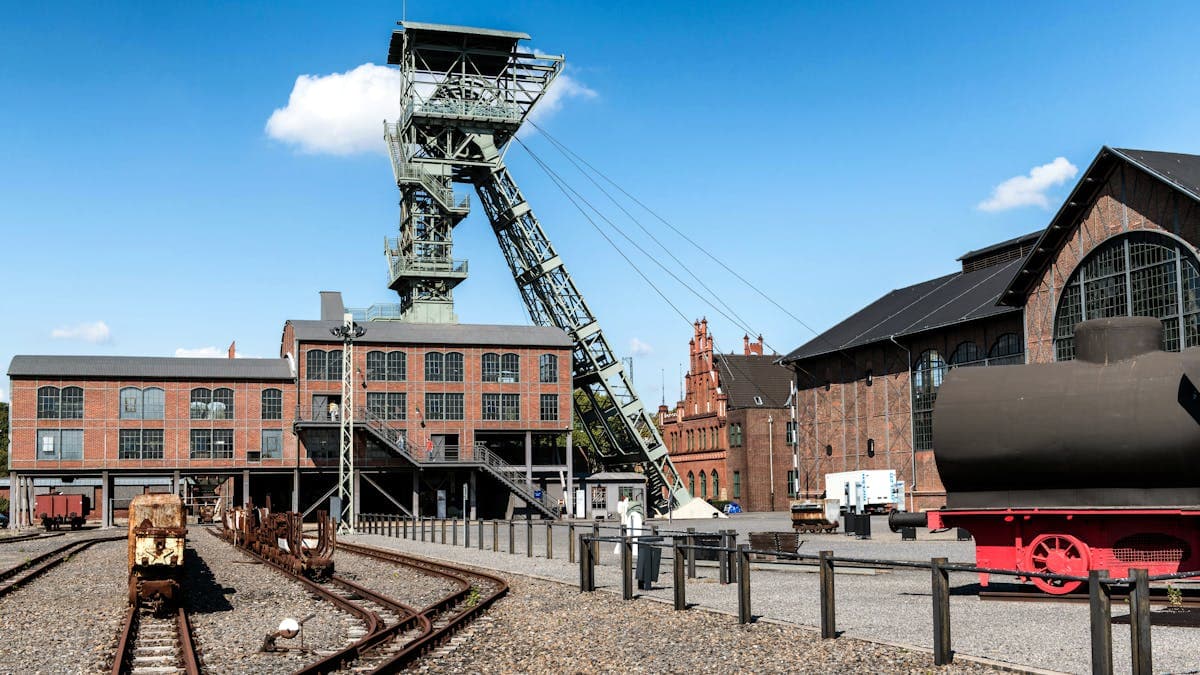 Aerial view of a former coal mining town in a UK coalfield region